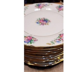 Royal Ivory Czechoslovakia Madeline Windsor China Plates Set 5 Floral Gold